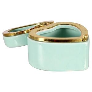 Heart Shaped Ceramic Trinket / Jewelry Box mint green